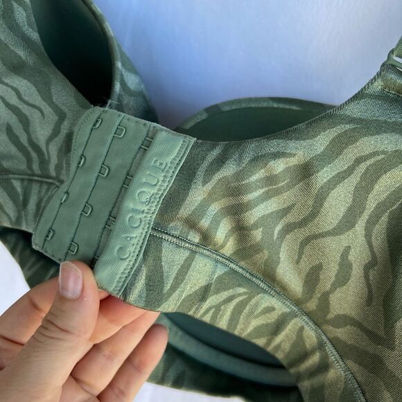 Cacique 42D Lightly Lined Balconette Bra Green Zebra Print - Picture 8 of 9